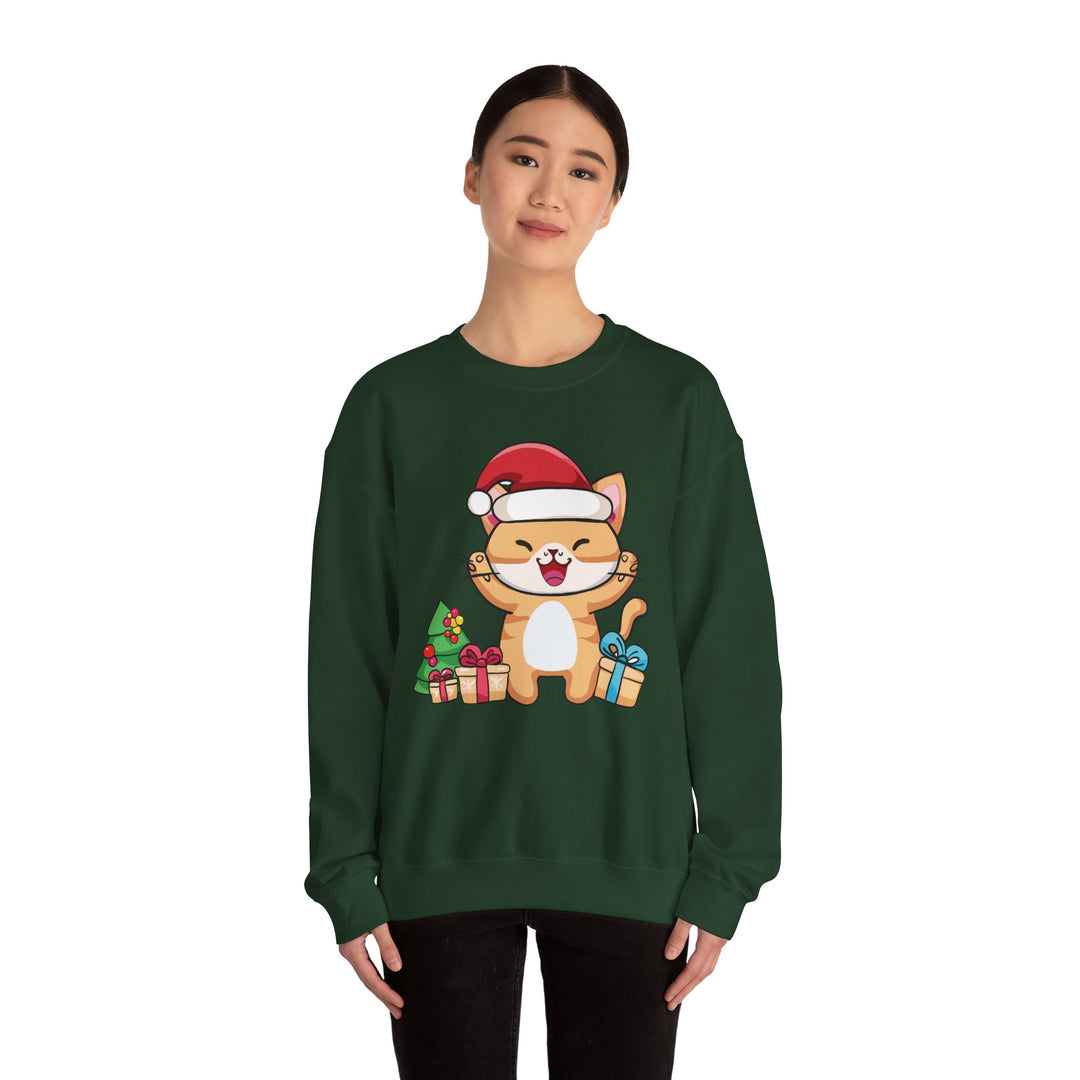 Happy Santa Cat Crewneck Sweatshirt