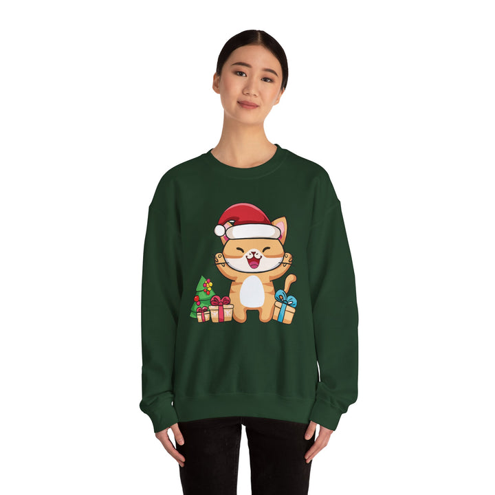 Happy Santa Cat Crewneck Sweatshirt