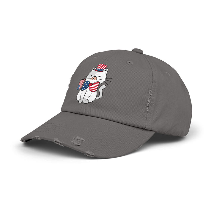 Patriotic Cat Unisex Distressed Hat