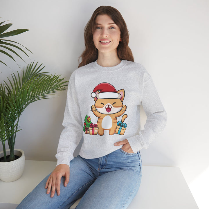 Happy Santa Cat Crewneck Sweatshirt