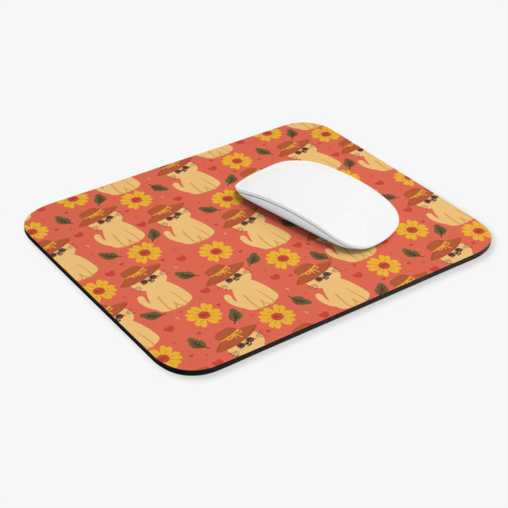 Straw Hat Cat Mouse Pad
