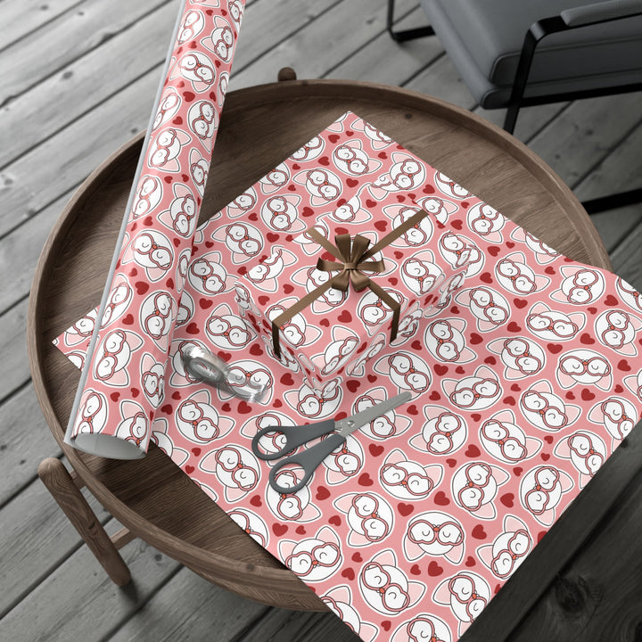 Cat in Heart Glasses Gift Wrap