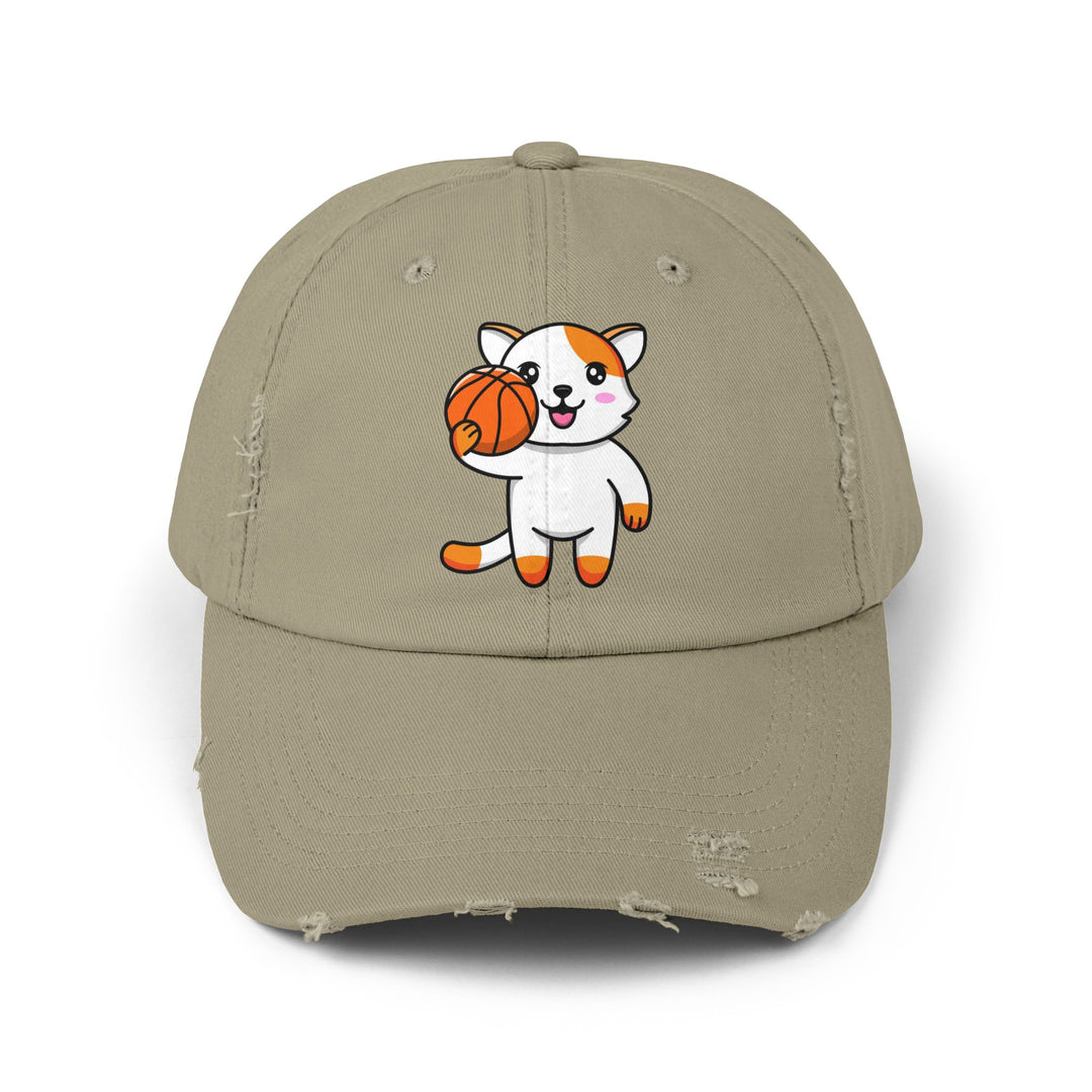 Basketball Cat Unisex Distressed Hat