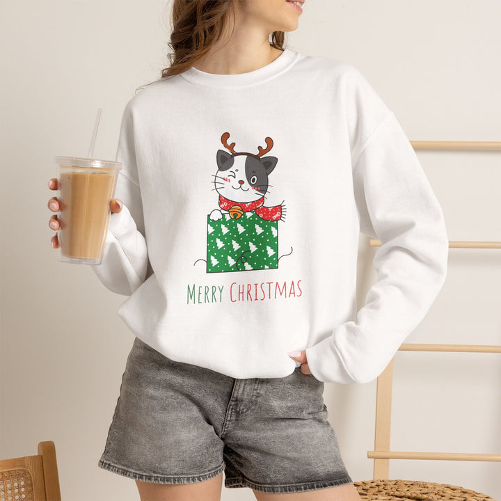 Gift Wrapped Cat Crewneck Sweatshirt