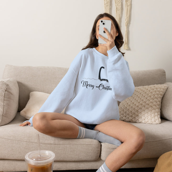 Snowy Christmas Cat Unisex Crewneck Sweatshirt