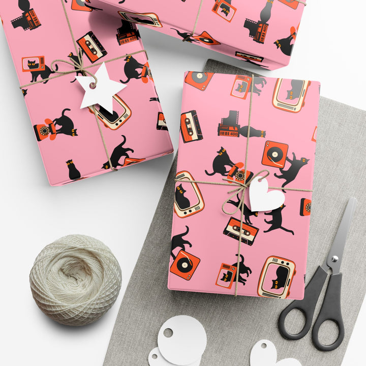 Retro Technology Cat Gift Wrap