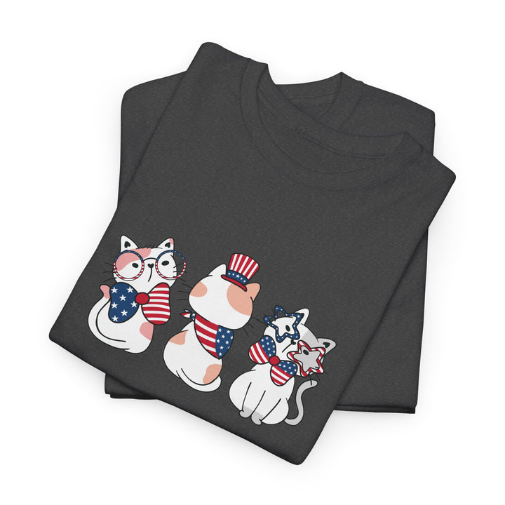 Flag Waving Cats Cotton Tee