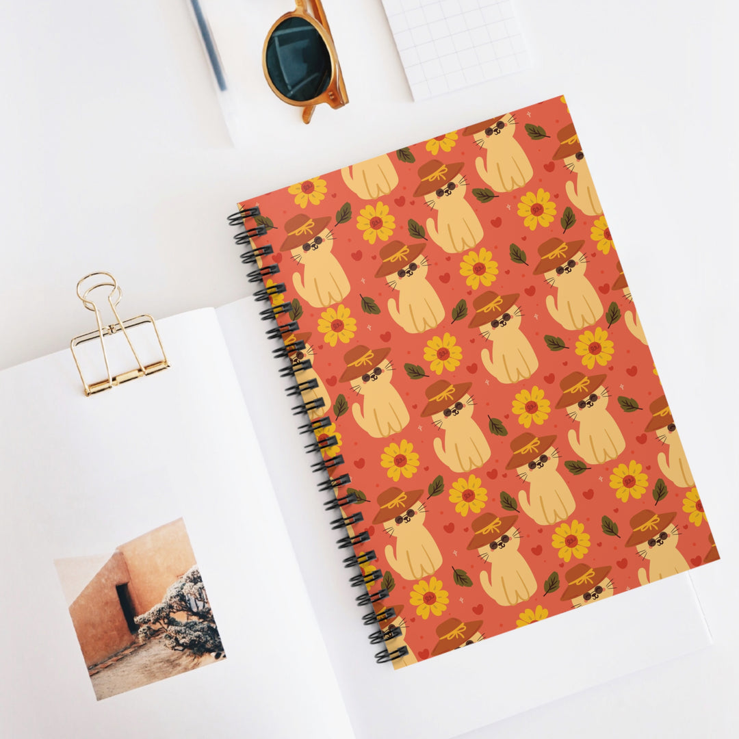 Straw Hat Cat Spiral Notebook