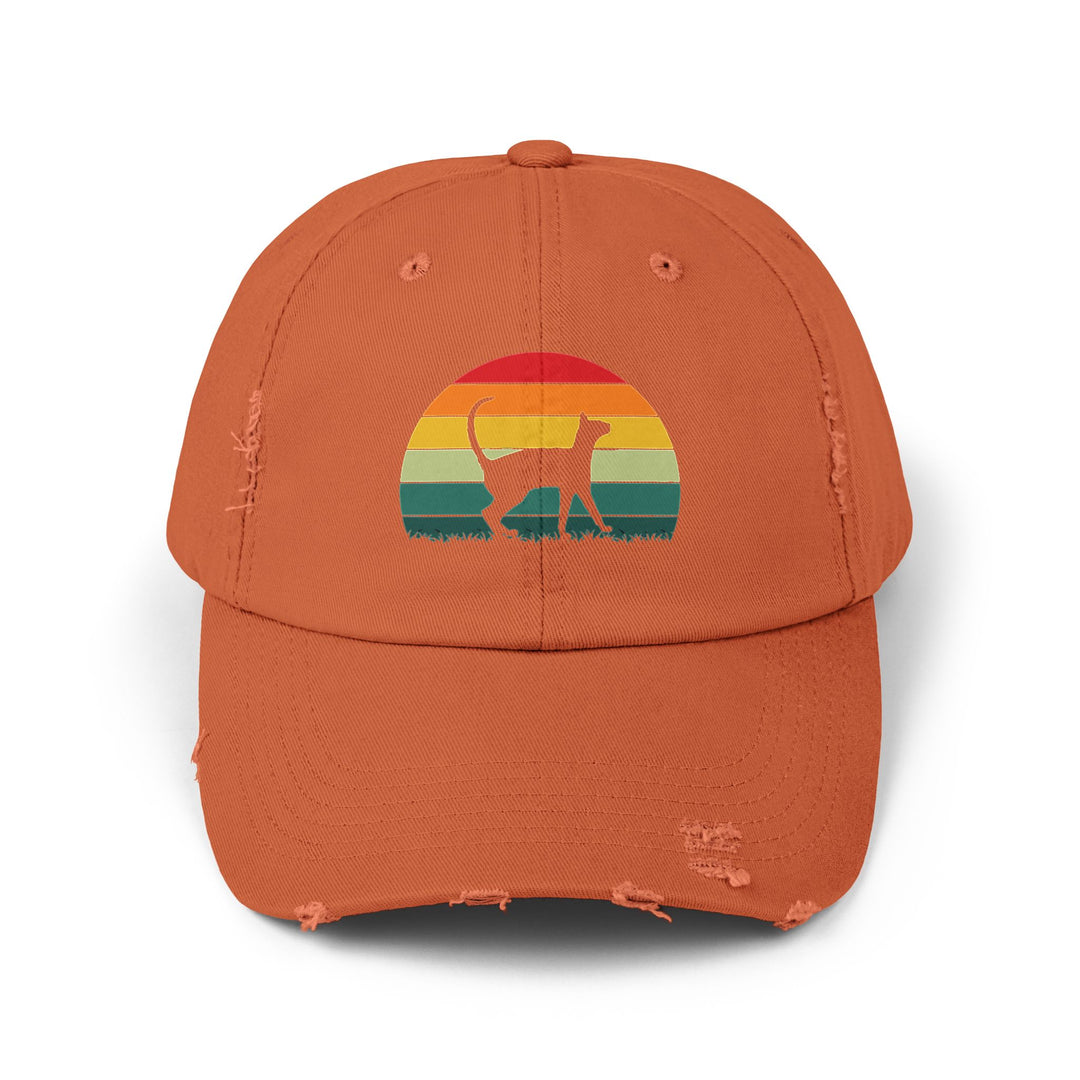 Sunset Cat Unisex Distressed Hat