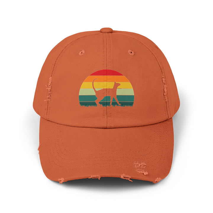 Sunset Cat Unisex Distressed Hat