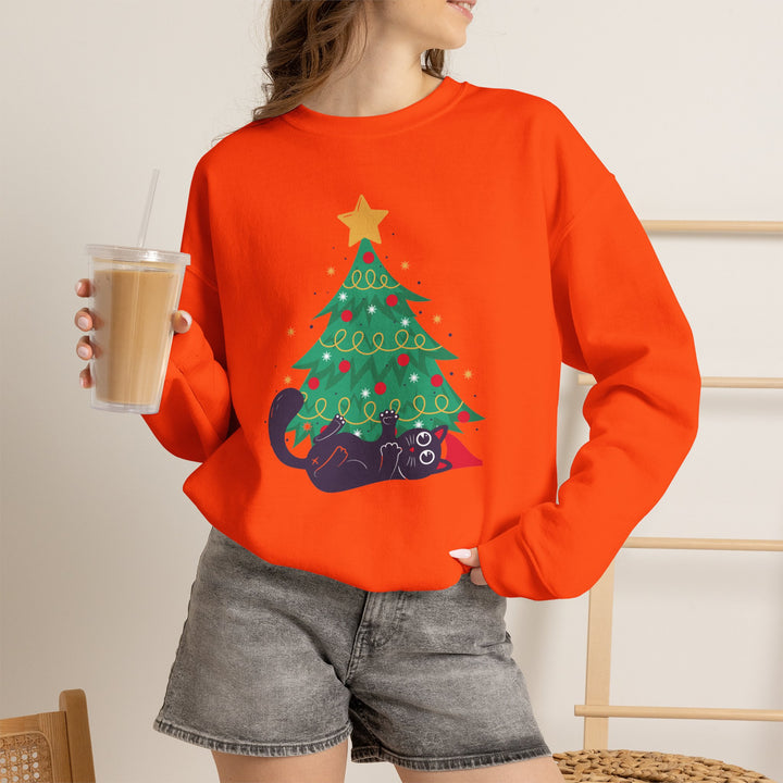 Mischievous Christmas Kitty Crewneck Sweatshirt