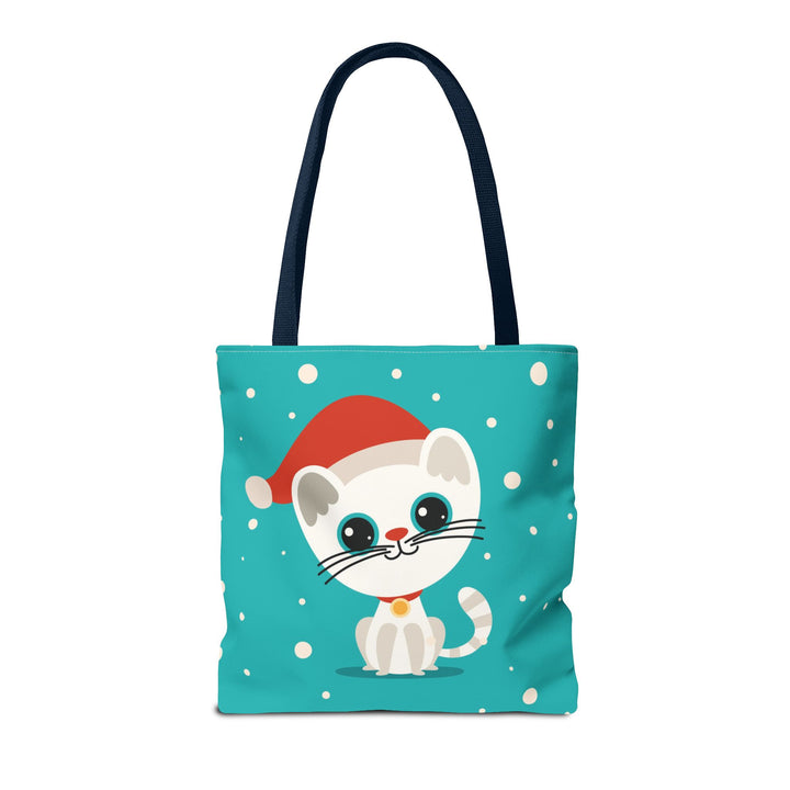 Teal Santa Cat Tote Bag