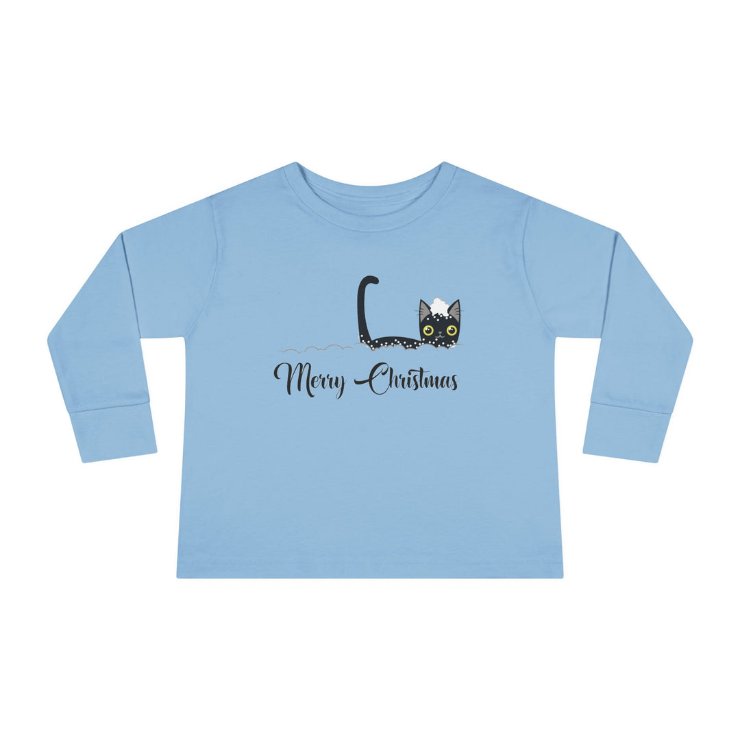 Snowy Christmas Cat Toddler Long Sleeve Tee