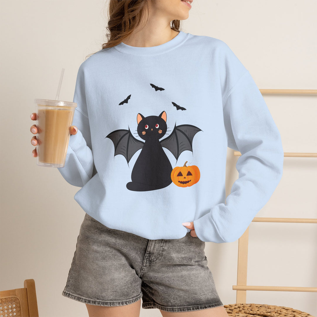 Bat Cat Halloween Crewneck Sweatshirt