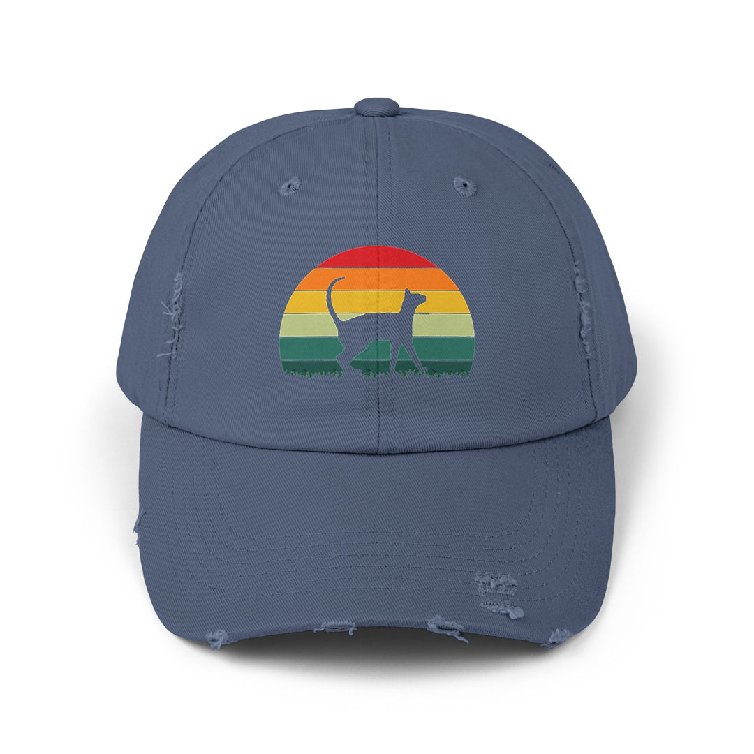 Sunset Cat Unisex Distressed Hat