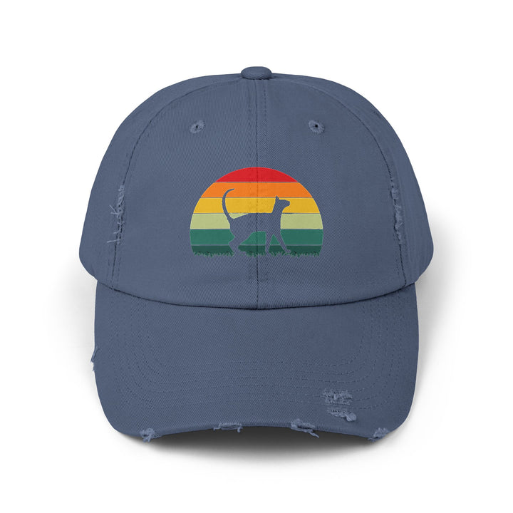 Sunset Cat Unisex Distressed Hat
