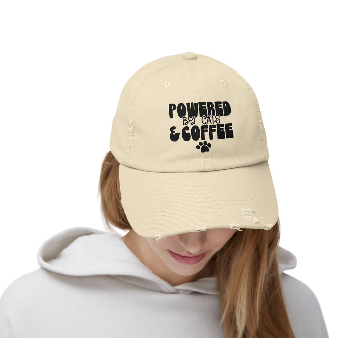 Cats and Coffee Unisex Distressed Hat