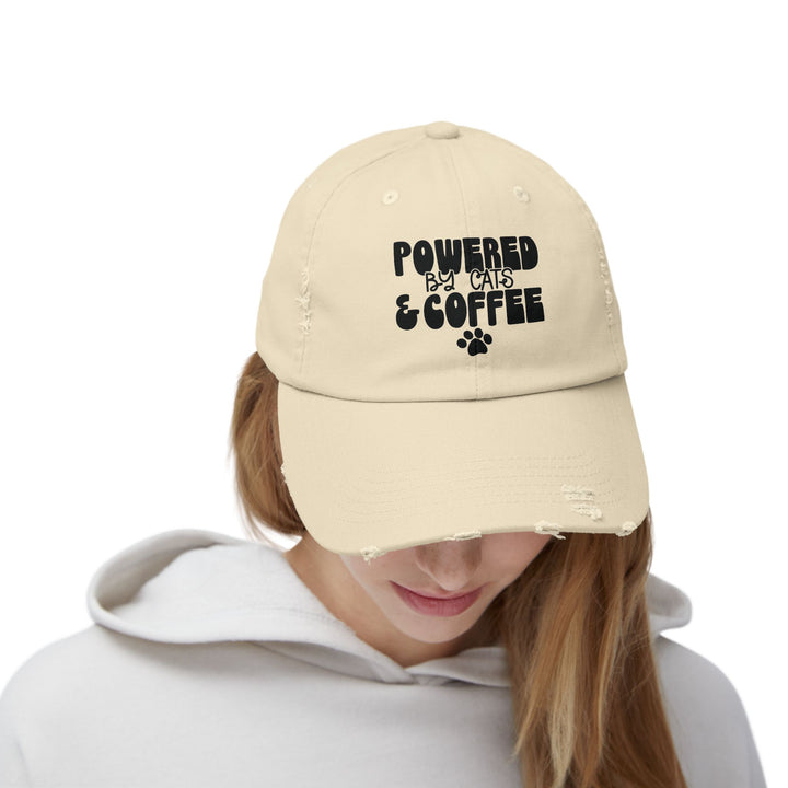 Cats and Coffee Unisex Distressed Hat