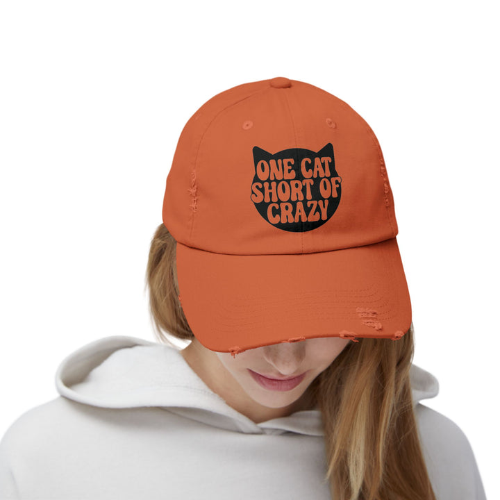 One Cat Short of Crazy Unisex Distressed Hat