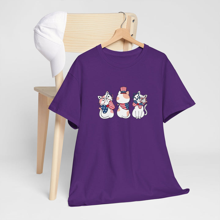 Flag Waving Cats Cotton Tee