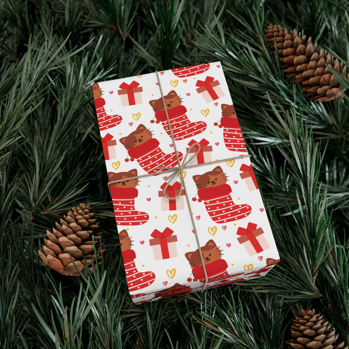 Christmas Stocking Cat Gift Wrap