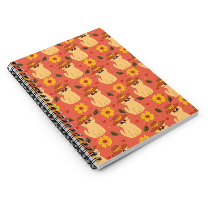 Straw Hat Cat Spiral Notebook