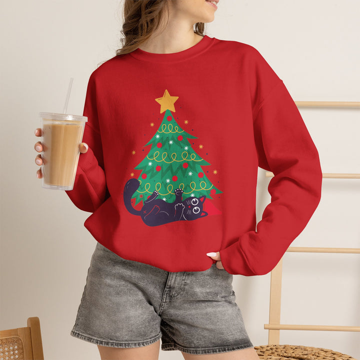 Mischievous Christmas Kitty Crewneck Sweatshirt