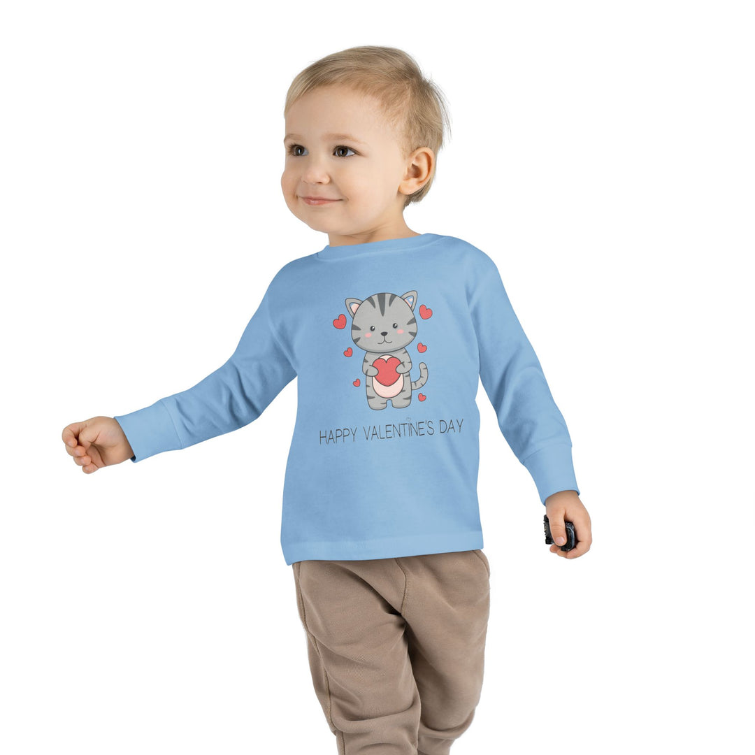 Valentine Cat Toddler Long Sleeve Tee