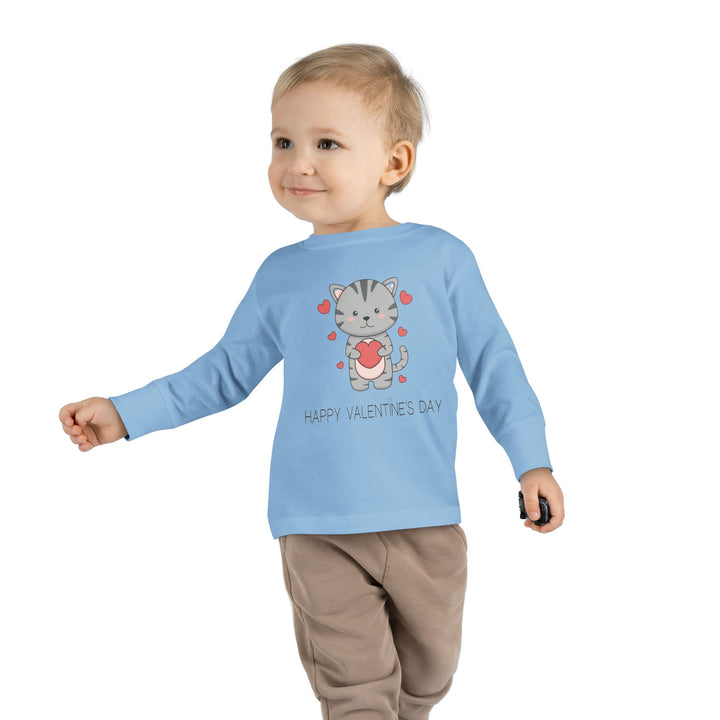Valentine Cat Toddler Long Sleeve Tee