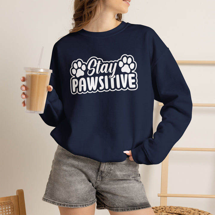 Stay Pawsitive Unisex Crewneck Sweatshirt