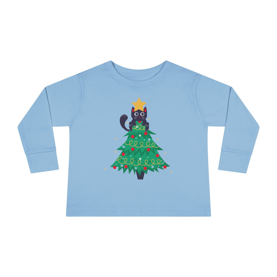 Cat Christmas Tree Toddler Long Sleeve Tee