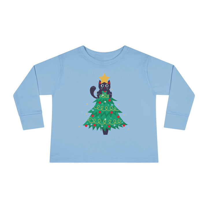 Cat Christmas Tree Toddler Long Sleeve Tee