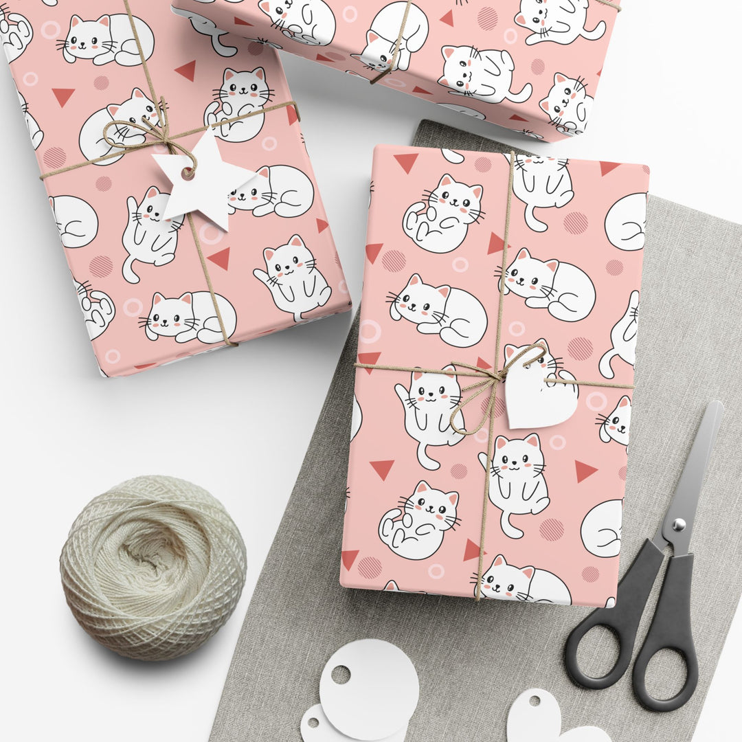 Playful White Cat Gift Wrap