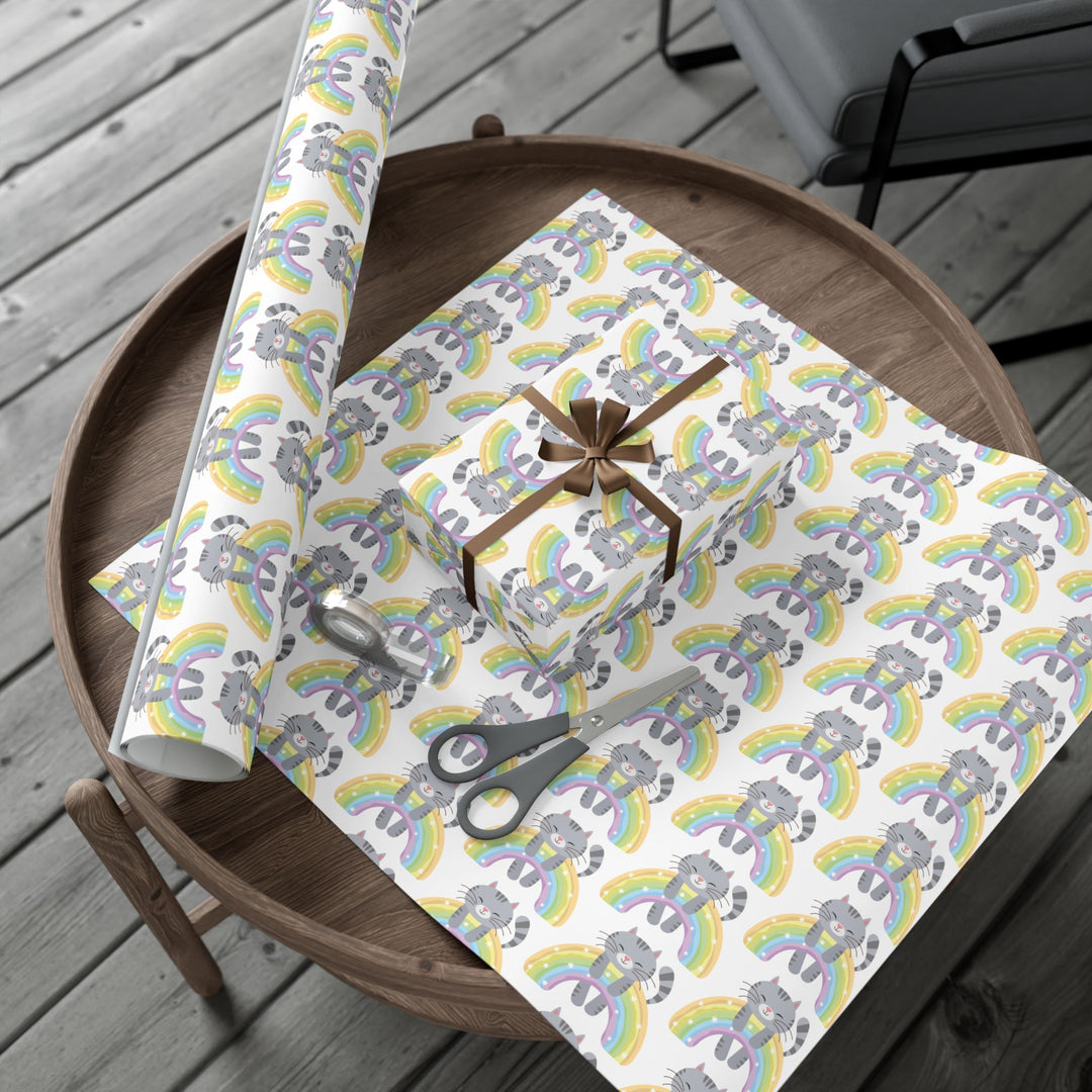 Over the Rainbow Cat Gift Wrap