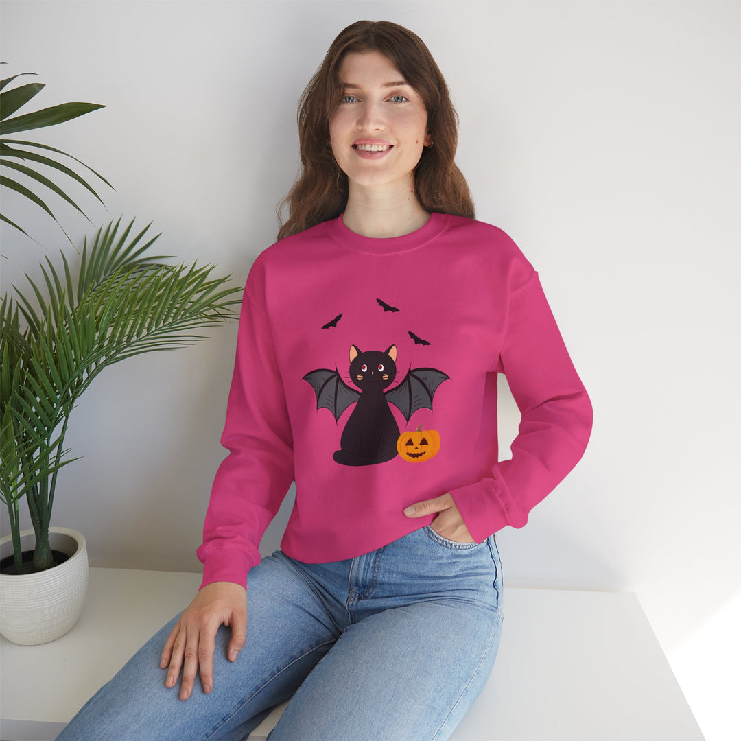 Bat Cat Halloween Crewneck Sweatshirt