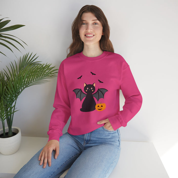 Bat Cat Halloween Crewneck Sweatshirt