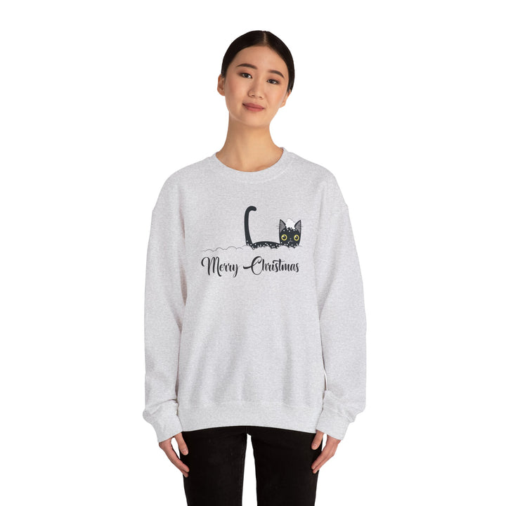 Snowy Christmas Cat Unisex Crewneck Sweatshirt