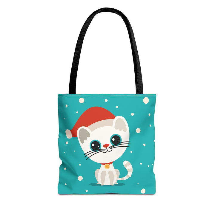 Teal Santa Cat Tote Bag