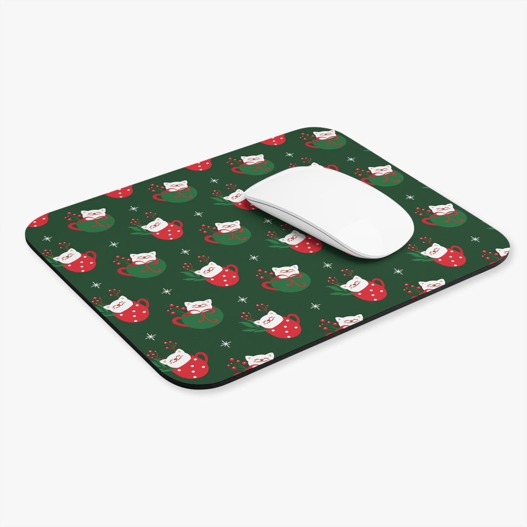 Cat Christmas Cup Mouse Pad