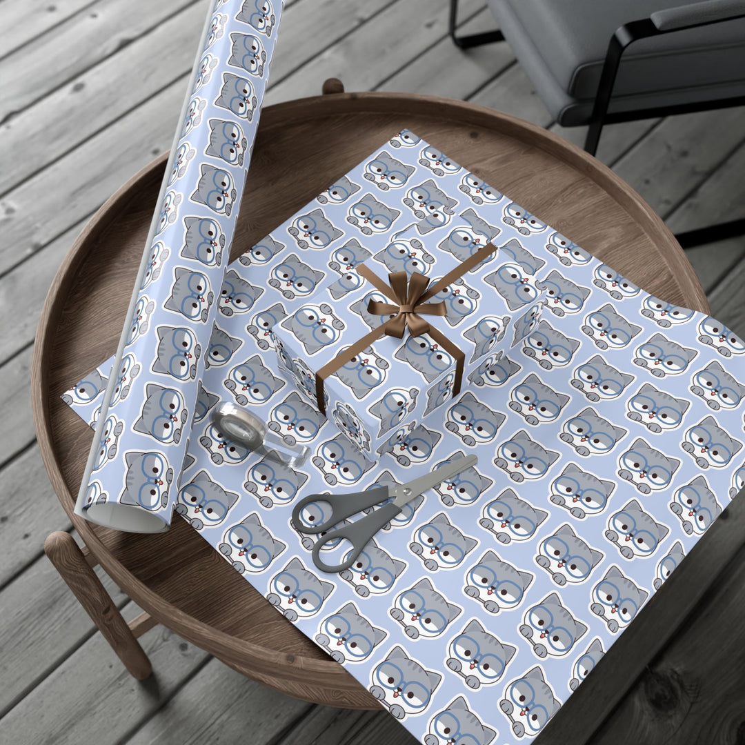 Blue Spectacle Kitty Gift Wrap