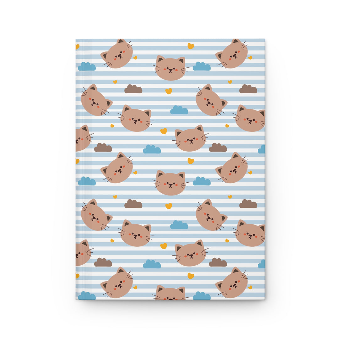 Blue Stripes Cat Hardcover Journal
