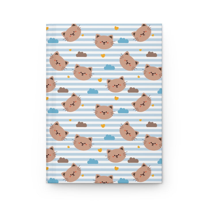 Blue Stripes Cat Hardcover Journal