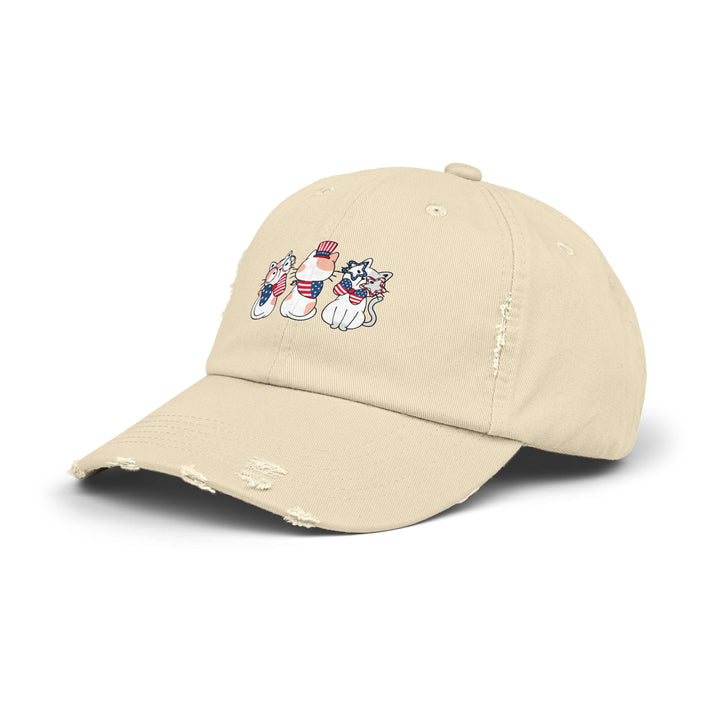 Flag Waving Cats Unisex Distressed Hat