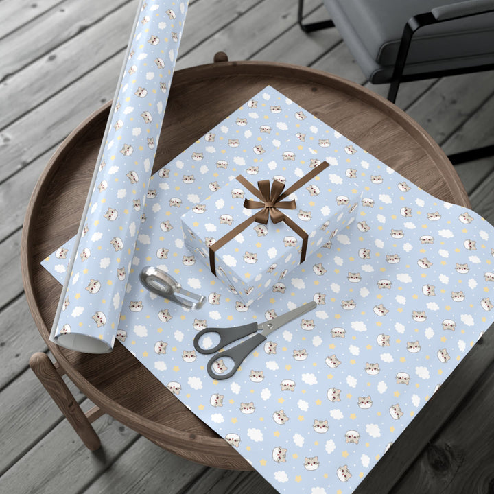 Gray Cat and Clouds Gift Wrap