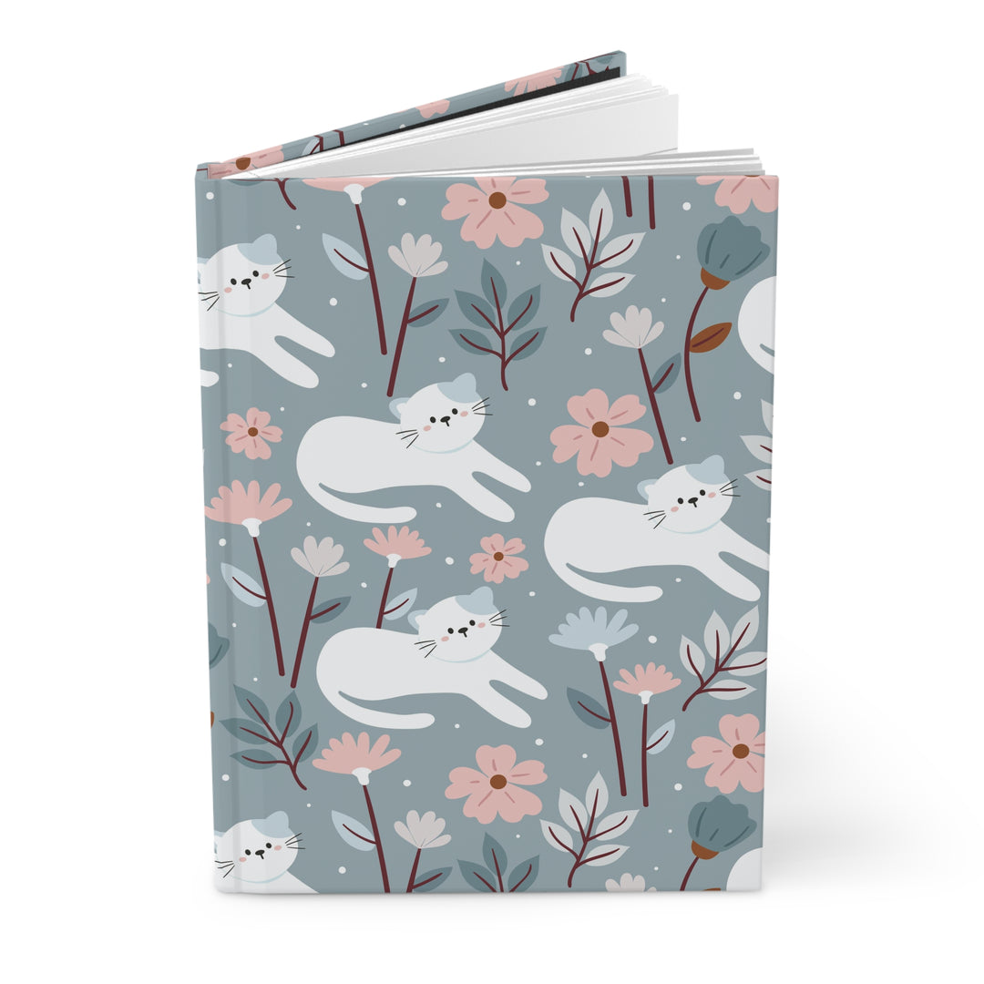 Field of Flowers Cat Hardcover Journal