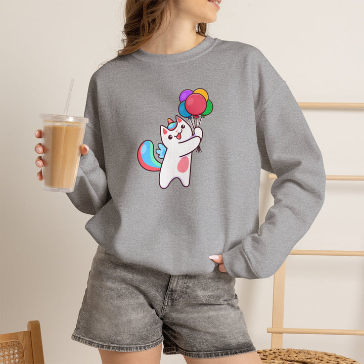Caticorn and Balloons Unisex Crewneck Sweatshirt
