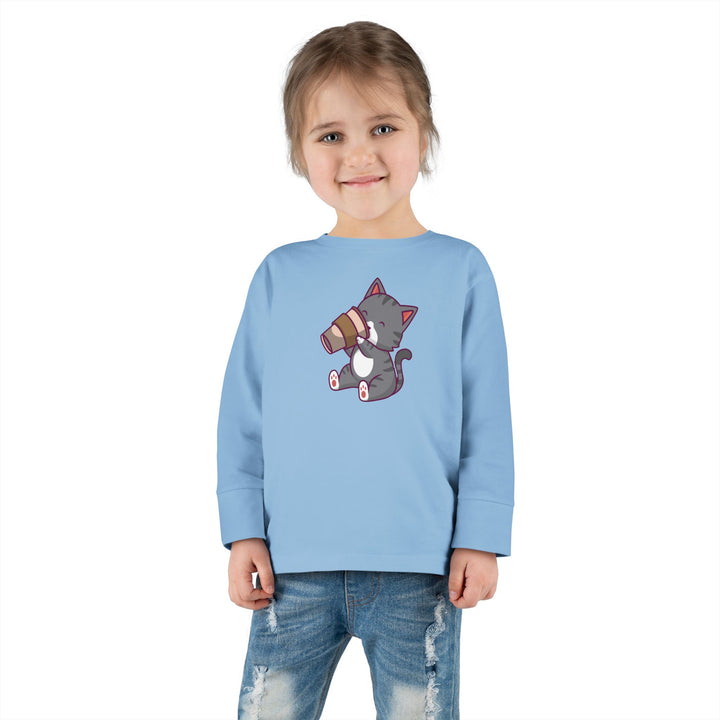 Coffee Kitty Toddler Long Sleeve Tee
