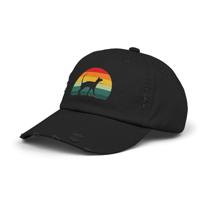 Sunset Cat Unisex Distressed Hat