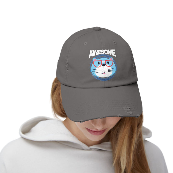Awesome Cat Unisex Distressed Hat