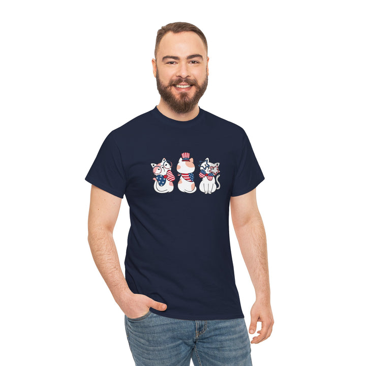 Flag Waving Cats Cotton Tee